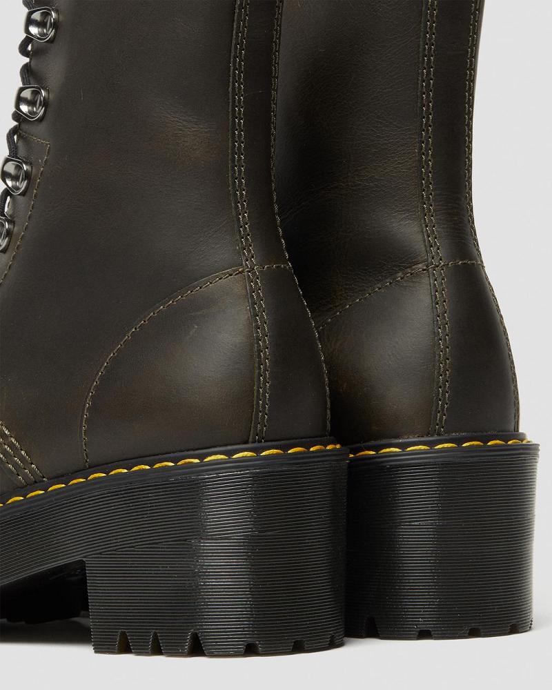 Dr Martens Leona Leren Enkellaars Dames Bruin | NL 701FDN